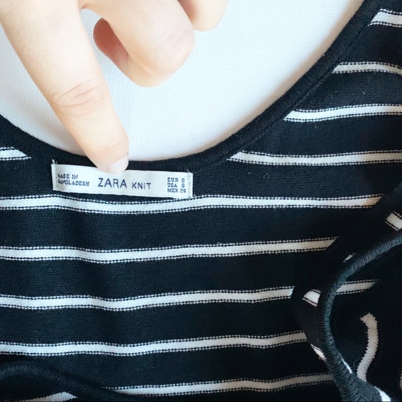 Zara Striped Knit Maxi Dress Black and White - Picture 2 of 3